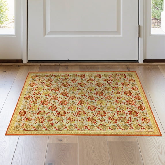 ODIKA Orange Abstract Mid Symmetrical Motifs Retro Century Vintage for Bedroom, Nursery, RV, Pet Friendly & Kids Safe Bedside