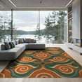 thumbnail image 1 of ODIKA Orange Burnt Creamy Ivory Deep Symmetrical Seventies Wave Motif Low Profile Flatwoven for Great Room, Indoor Open Concept, Large Living, 1 of 7