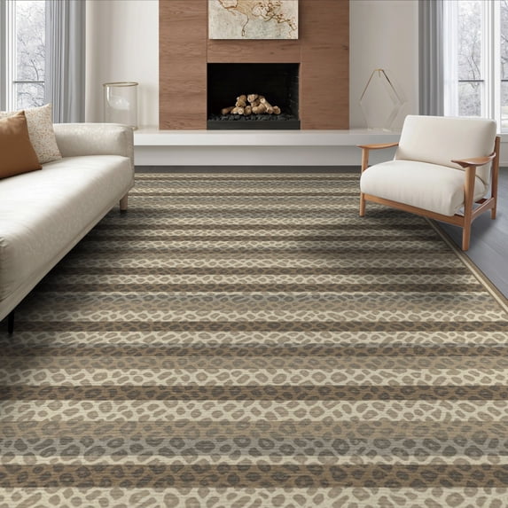 ODIKA Patchwork Faded Interlocking Blocks Motif Circle Round Border for Living Room, Under Sectional, Family , Non-Slip Flatwoven