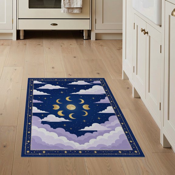 ODIKA Phase Stardust Border Constellation Map Galaxy Starry Cosmic Refined Structured for Entryway, Kitchen, Mudroom, Stain Resistant Flatwoven