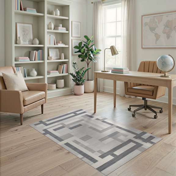 ODIKA Pile Padded Abstract Lattice Grid Contemporary Geometric Fluffy Stain Resistant Low Profile for Dorm Room, Small Living Apartment
