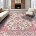 thumbnail image 1 of ODIKA Pink Boho Vines Vintage Petal Border Alfombra Para Cuarto Foldable Easy Care for Queen Size Bedroom, Under Bed, Master, 1 of 7