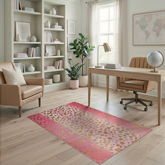 ODIKA Pink Cheetah Leopard Print Spotted Sparkly Zebra Decoration Tiger Non-Slip Chair-Friendly for Home Office, Gaming Room, Under Desk