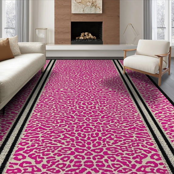 ODIKA Pink Cheetah Print Leopard Zebra Inspired Spotted Tiger Border Foldable Easy Care for Queen Size Bedroom, Under Bed, Master Suite