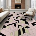 thumbnail image 1 of ODIKA Pink Geometric Contemporary Abstract Prism Border Interlocking Foldable Easy Care for Queen Size Bedroom, Under Bed, Master Suite, 1 of 7