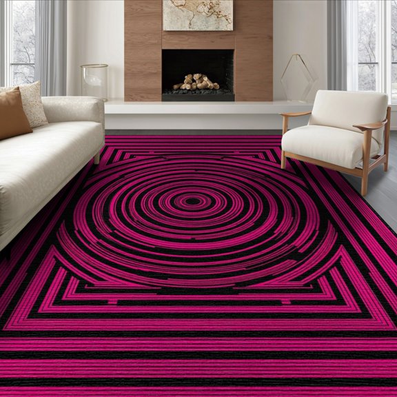 ODIKA Pink Geometric Contemporary Striking Maze Motif Bold Abstract Non-Slip Chair-Friendly for Dining Room, Large Office, Lounge