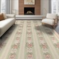 thumbnail image 1 of ODIKA Pink Green Alternating Bands With Ribbon Ties And Floral Clusters Non-Slip Flatwoven for Living Room, Under Sectional, Family, 1 of 7