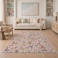 thumbnail image 1 of ODIKA Pink Labyrinth Motif Structured Grid Abstract Geometric Contemporary Non-Slip Low Profile for Guest Room, Lounge, Apartment, 1 of 7