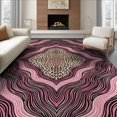 thumbnail image 1 of ODIKA Pink Print Cheetah Spotted Wavy Stripe Border Mixed Zebra Leopard Refined for Queen Size Bedroom, Under Bed, Master Suite, Foldable Easy Care, 1 of 7