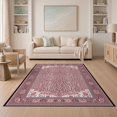 thumbnail image 1 of ODIKA Pink Print Leopard Cheetah Spotted Border Flannel Boho Motif Non-Slip Low Profile for Guest Room, Lounge, Apartment, 1 of 7