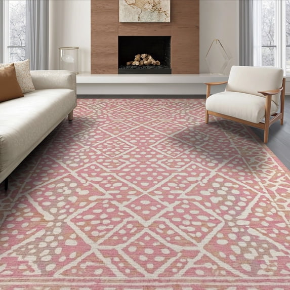 ODIKA Pink Print Leopard Spotted Boho Layout Border Cheetah Inspired for Dining Room, Large Office, Lounge, Non-Slip Chair-Friendly