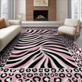 thumbnail image 1 of ODIKA Pink Stripe Leopard Cheetah Spotted Border Print Mixed Zebra Flowing Dynamic Foldable Easy Care for Queen Size Bedroom, Under Bed, Master, 1 of 7