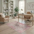 thumbnail image 1 of ODIKA 4'x6' Washable Area Rug Stain Resistant, Low Pile, Easy Care Pink Vintage Ornate Distressed Decorative Tug Rig Girly for Dorm Room, Small Living Room, 1 of 7