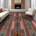 thumbnail image 1 of ODIKA Pink Wildlife Cheetah Motif Paneled Tiger Zebra Leopard Print for Dining Room, Under Table, Office, Non-Slip Chair-Friendly Floor, 1 of 7