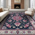 thumbnail image 1 of ODIKA Pink Wool Ornate Scroll Border Traditional Vintage Maximalist for Queen Size Bedroom, Under Bed, Master Suite, Foldable Easy Care, 1 of 7