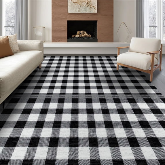 ODIKA Plaid Bold Fabric Checkered Diagonal Layout Bathroom Checked for Dining Room, Large Office, Lounge, Non-Slip Chair-Friendly