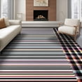 thumbnail image 1 of ODIKA Plaid Striped Boho Banded Lines Bordered Fireplace Frame Farmhouse Foldable Easy Care for King Size Bedroom, Master Suite, Under Bed, 1 of 7