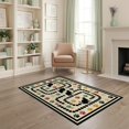 thumbnail image 1 of ODIKA Print Bordered Feline Motif Symmetrical Track Whimsical Round Flowing Dynamic for Dorm Room, Small Living Apartment, Stain Resistant Low Profile, 1 of 7