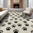 thumbnail image 1 of ODIKA Print Scattered Kitten Footprints Border Whimsical Tracks Round Flowing Dynamic for Queen Size Bedroom, Under Bed, Master Suite, Foldable Easy Care, 1 of 7