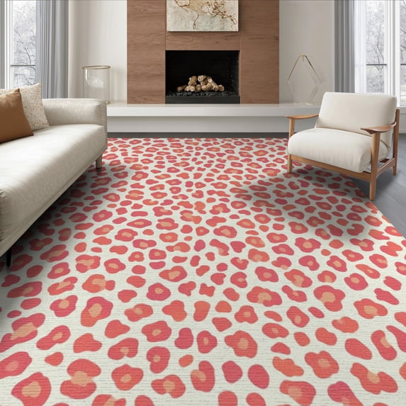 ODIKA Print Spotted Ombre Border Cheetah Inspired Motif Pink Leopard Refined Foldable Easy Care for Queen Size Bedroom, Under Bed, Master