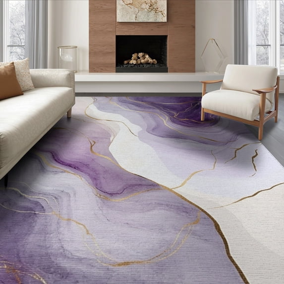 ODIKA Purple Abstract Swirl Ombre Gradient Minimalist Contemporary Non-Slip Chair-Friendly for Dining Room, Large Office, Lounge