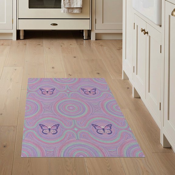 ODIKA Purple Form Abstract Preppy Delicate Border Playroom for Entryway, Kitchen, Mudroom, Stain Resistant Flatwoven