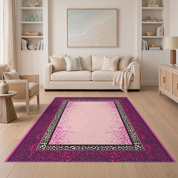 ODIKA Purple Print Cheetah Leopard Spotted Abstract Border Inspired for Dining Room, Under Table, Home Office, Non-Slip Chair-Friendly