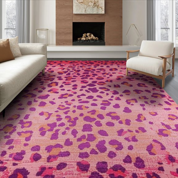 ODIKA Purple Print Cheetah Spotted Glam Abstract Leopard Inspired Border Foldable Easy Care for King Size Bedroom, Master Suite, Under Bed