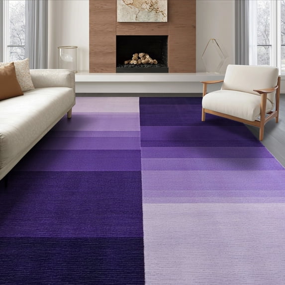 ODIKA Purple Smooth Gradient Transitional Contemporary Minimalist Borderless Foldable Easy Care for Queen Size Bedroom, Under Bed, Master