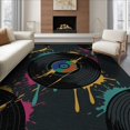 thumbnail image 1 of ODIKA Record Bold Vinyl Contrasting Disc Abstract Paint Splash Cd Shaped for Dining Room, Under Table, Office, Non-Slip Chair-Friendly Floor, 1 of 7