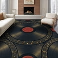thumbnail image 1 of ODIKA 8'x10' Washable Area Rug Non-Shedding, Easy Care, Record Phonograph Vinyl Disc Shape Concentric Ring Musical Cd for King Size Bedroom Under Bed, Master Suite, 1 of 7