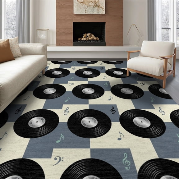 ODIKA Record Vinyl Retro Player Inspired Vintage Charm Dj Music Cassette Non-Slip Chair-Friendly for Dining Room, Large Office, Lounge