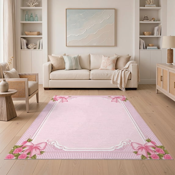 ODIKA Ribbon Polka Dot Field Border Dainty Cute Motif Delicate Easy Care Kids Safe for Small Living Room, Playroom, Bedroom
