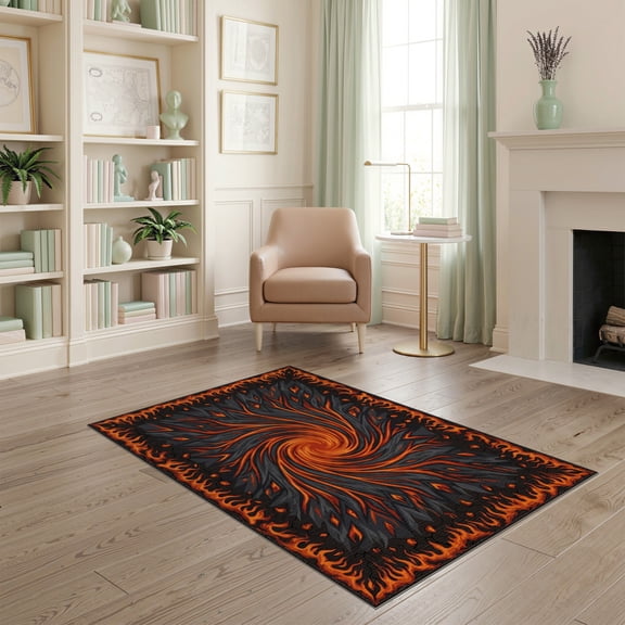 ODIKA Rock Abstract Vortex Molten Border Pile Volcano Volcanic Deep Playful Expressive Pet Friendly & Kids Safe Play for Playroom, Bedroom, Reading Nook