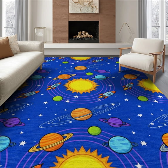 ODIKA Rocket Cosmic Science Classroom Themed Cartoon Playroom Theme Refined Structured Foldable Easy Care for King Size Bedroom, Master Suite, Under Bed