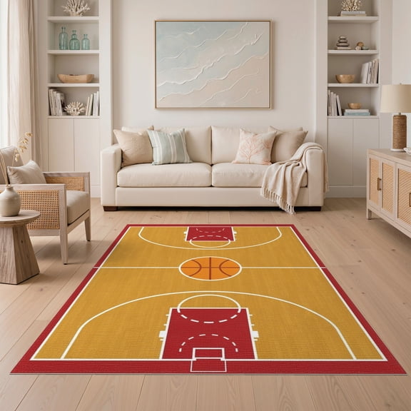 ODIKA Round Athletic Field Featuring Bold Key Football Blanket Arc Easy Care Kids Safe for Small Living Room, Playroom, Bedroom