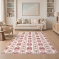 thumbnail image 1 of ODIKA Round Boho Ribbon Stripe Vintage Florals Seamless Pink Coquette Refined for Dining Room, Under Table, Home Office, Non-Slip Chair-Friendly, 1 of 7