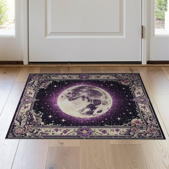 ODIKA Round Medallion Celestial Sun Moon Gothic Vintage Distressed Border for Bedroom, Nursery, RV, Pet Friendly & Kids Safe Bedside
