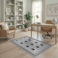 thumbnail image 1 of ODIKA Round Print Minimalist Feline Motif Edges Whimsical Kitten Tracks for Dorm Room, Small Living Apartment, Stain Resistant Low Profile, 1 of 7