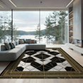 thumbnail image 1 of ODIKA 9'x12' Washable Area Rug Non-Slip, Chair-Friendly Rugblack Contemporary Block Layout Detail Contrast Smalltan Rugsgold for Dining Room, Basement, Large Office, 1 of 7