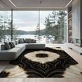 thumbnail image 1 of ODIKA 9'x12' Washable Area Rug Low Pile, Flatwoven, Rugblack Fluid Motion Sophisticated Smalltan Rugsgold Vases Yellow for Great Room, Indoor Concept, Large Living Room, 1 of 7