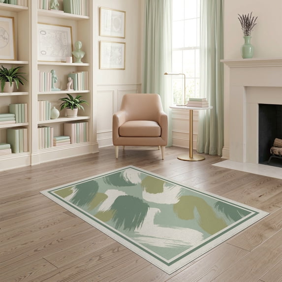 ODIKA Sage Asymmetrical Throw Motif Balanced Composition Entryway Abstract for Playroom, Bedroom, Reading Nook, Pet Friendly & Kids Safe Play