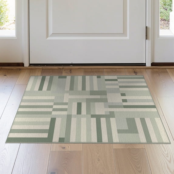 ODIKA Sage Geometric Throw Featuring Decorative Balance Entryway Abstract for Hallway, Study Room, Playroom, Non-Slip Low Profile