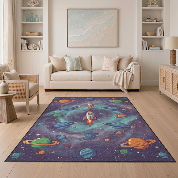 ODIKA Science Fiction Nebula Spaceship System Educational Learning Non-Slip Chair-Friendly for Dining Room, Under Table, Home Office