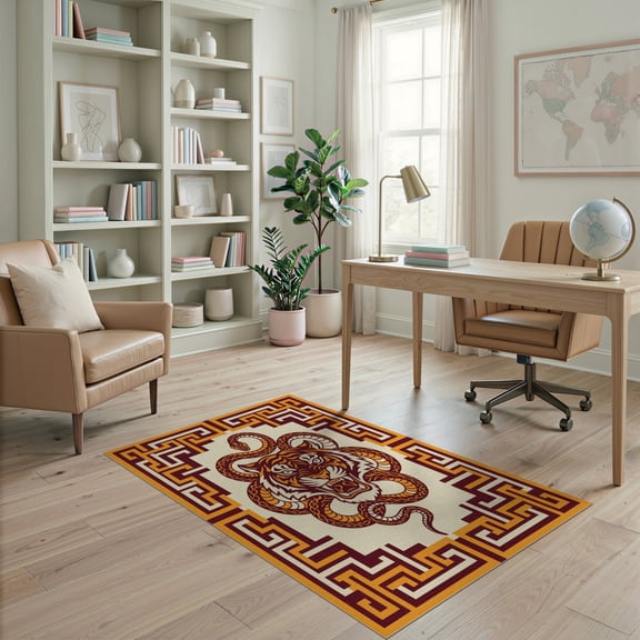 ODIKA Snake Totem Bold Border Battle Martial Folk Tibetan Tiger Mask Playful Non-Slip Chair-Friendly for Home Office, Gaming Room, Under Desk