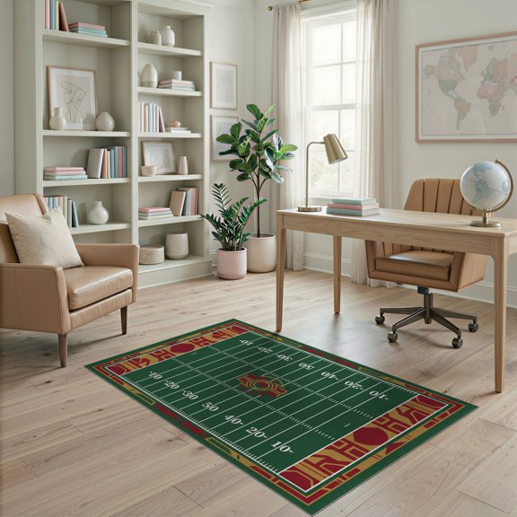 ODIKA Soccer Hockey Shaped Artificial Football Markings Field Playful Expressive Non-Slip Chair-Friendly for Home Office, Gaming Room, Under Desk