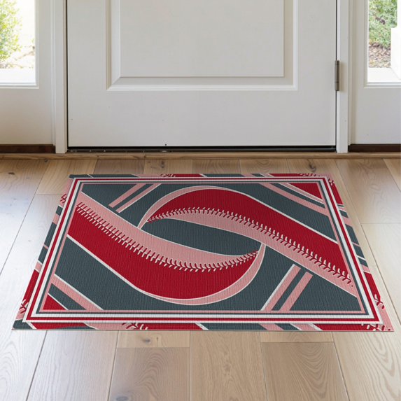 ODIKA Softball Name Featuring Bold Initial Stripe Pitching Pink for Hallway, Study Room, Playroom, Non-Slip Low Profile