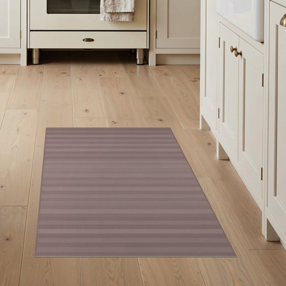 ODIKA Solid Contemporary Monochrome Field Minimalist Tonal Striations Mauve Flowing for Entryway, Kitchen, Mudroom, Stain Resistant Flatwoven