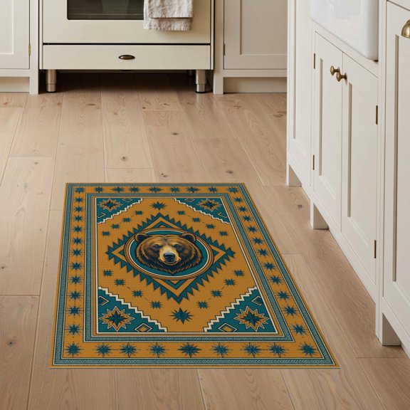 ODIKA Southwestern Stripe Border Mens Decorations Reindeer Cabin Cowboy Refined for Entryway, Kitchen, Mudroom, Stain Resistant Flatwoven