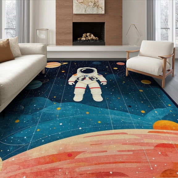 ODIKA Space Galaxy Star Map With System And Astronaut Motif for Queen Size Bedroom, Under Bed, Master , Foldable Easy Care